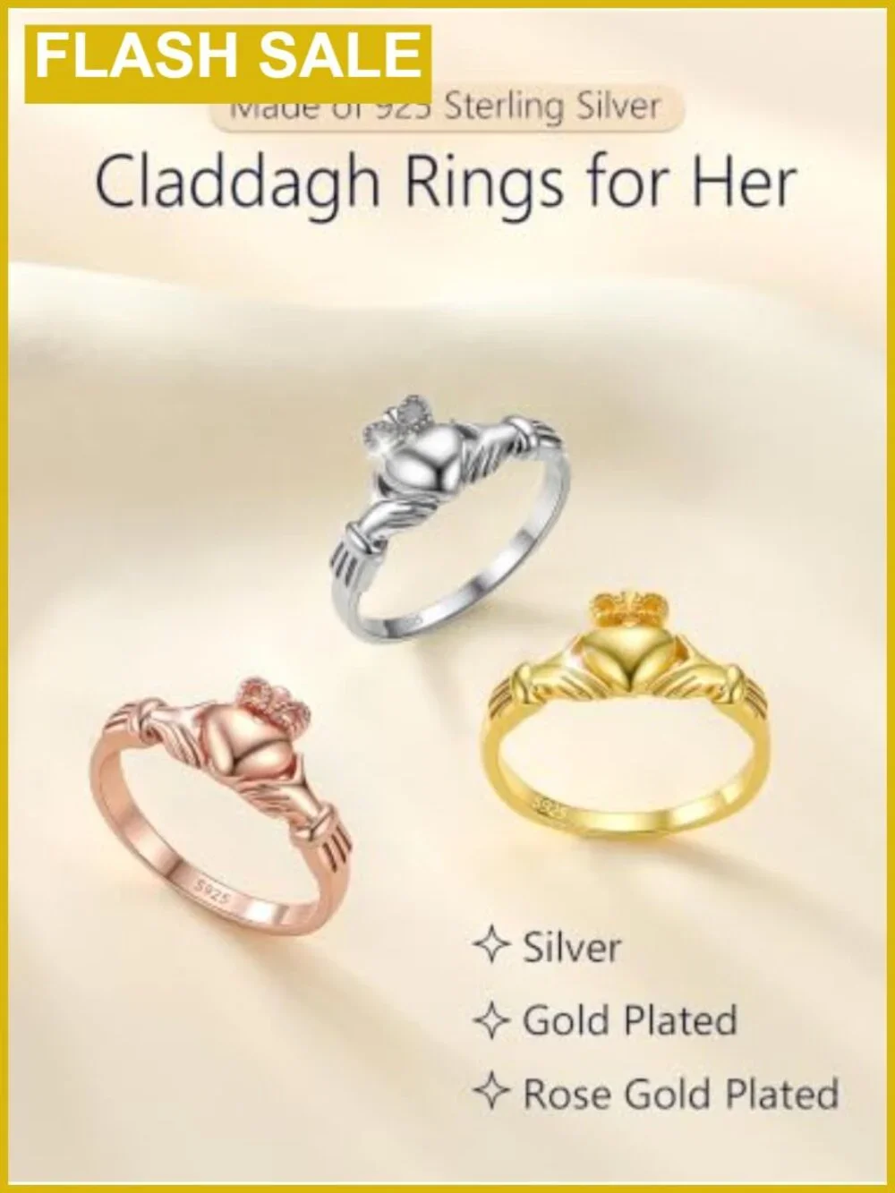 925 Sterling Silver Irish Claddagh Ring Promise Band